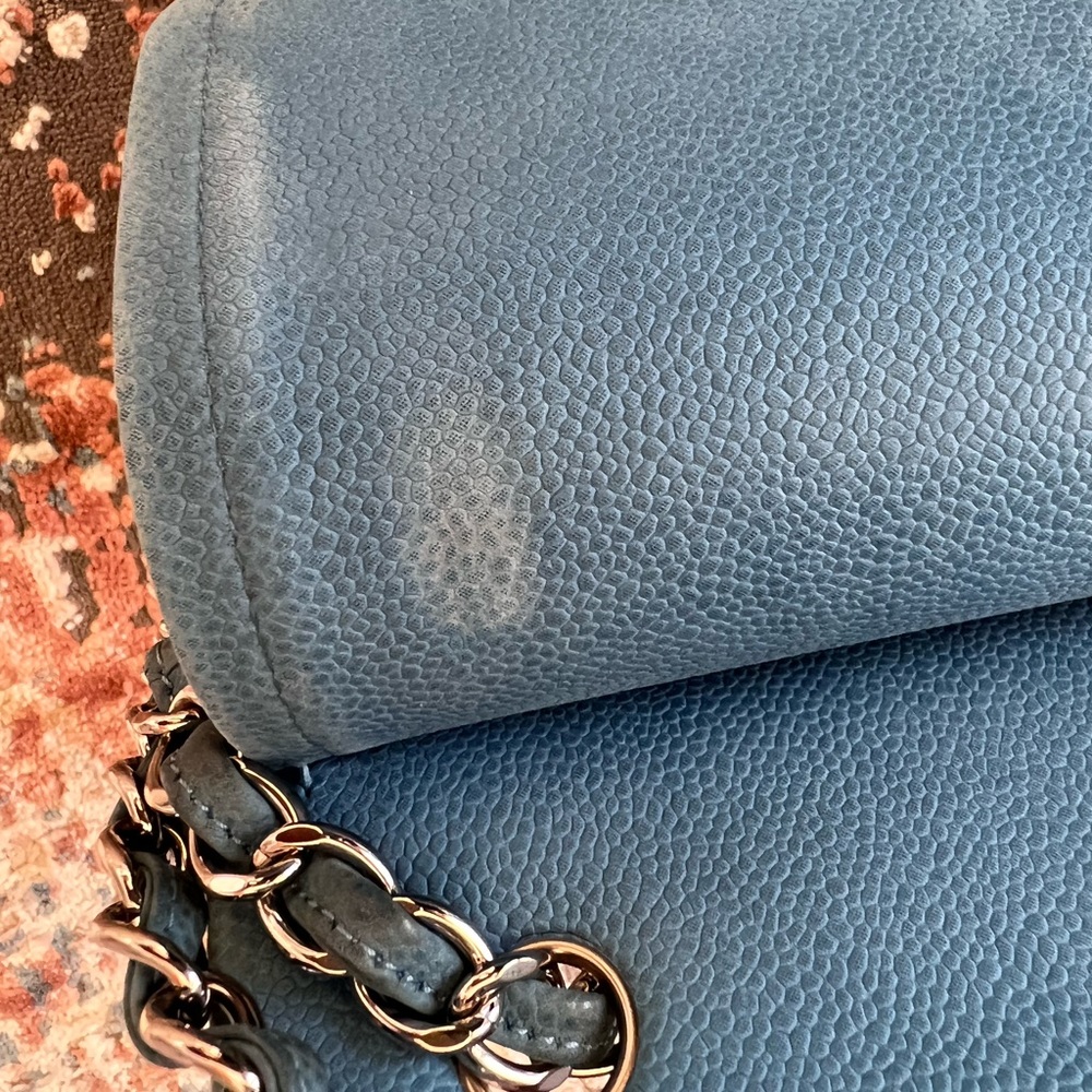 Chanel Caviar Jumbo double flap blue - Picture 16 of 16